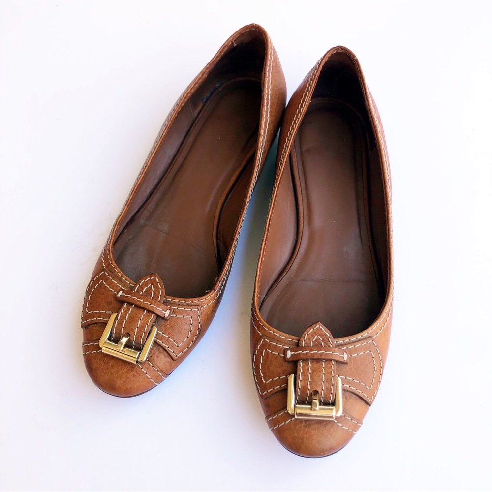 Mulberry | Leather Flats Brown Tan 36 Gold Buckle